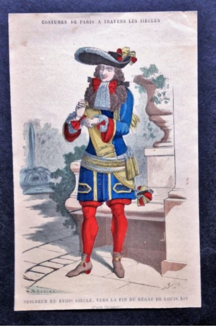 Costume SEIGNEUR DU XV111 ème Vers La Fin Du Règne De Louis X1V - Litografia