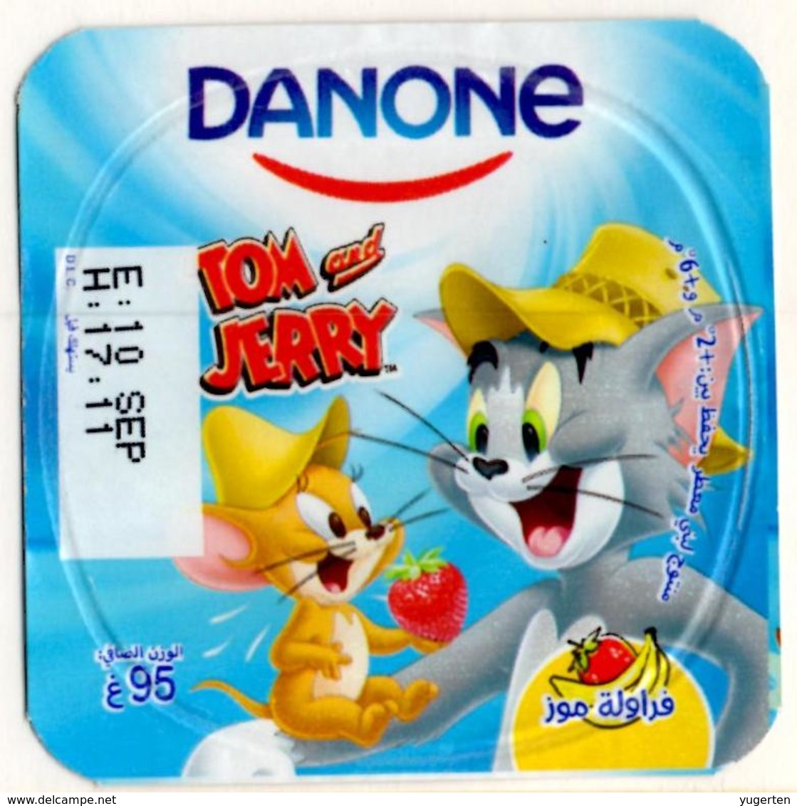 Opercule Cover Yaourt Yogurt " Danone " Tom & Jerry 1 Arabic Disney Banane  Banana  Yoghurt Yoghourt Yahourt Yogourt - Opercules De Lait