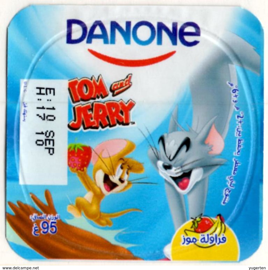 Opercule Cover Yaourt Yogurt " Danone " Tom & Jerry 2 Arabic Disney Banane  Banana  Yoghurt Yoghourt Yahourt Yogourt - Opercules De Lait