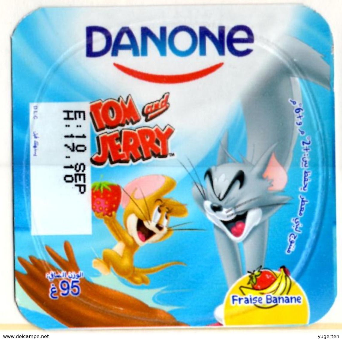 Opercule Cover Yaourt Yogurt " Danone " Tom & Jerry 2 French Disney Banane  Banana  Yoghurt Yoghourt Yahourt Yogourt - Opercules De Lait