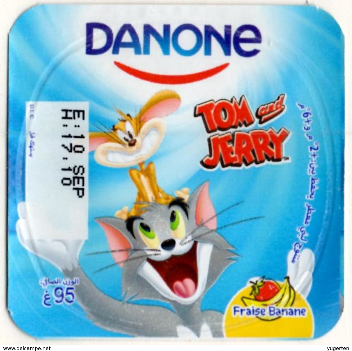 Opercule Cover Yaourt Yogurt " Danone " Tom & Jerry 3 French Disney Banane  Banana  Yoghurt Yoghourt Yahourt Yogourt - Opercules De Lait