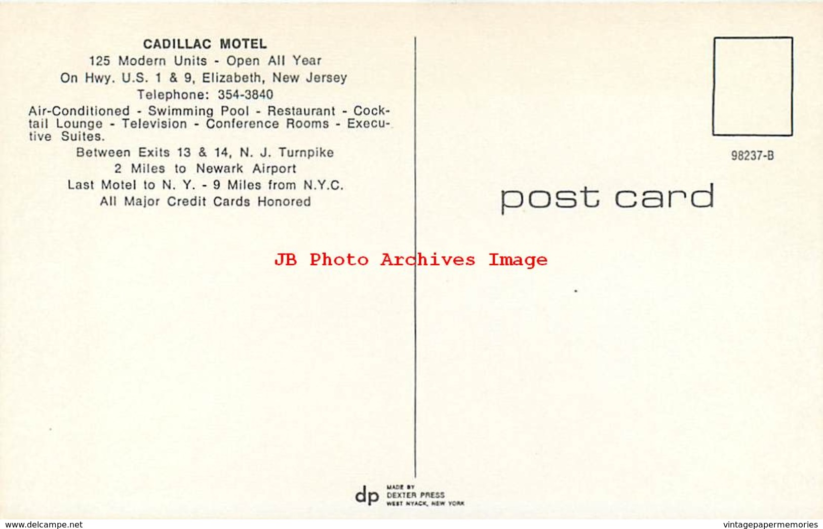 280025-New Jersey, Elizabeth, Cadillac Motel, Swimming Pool, Multi-View, Martin Advertising By Dexter Press No 98237-B - Elizabeth