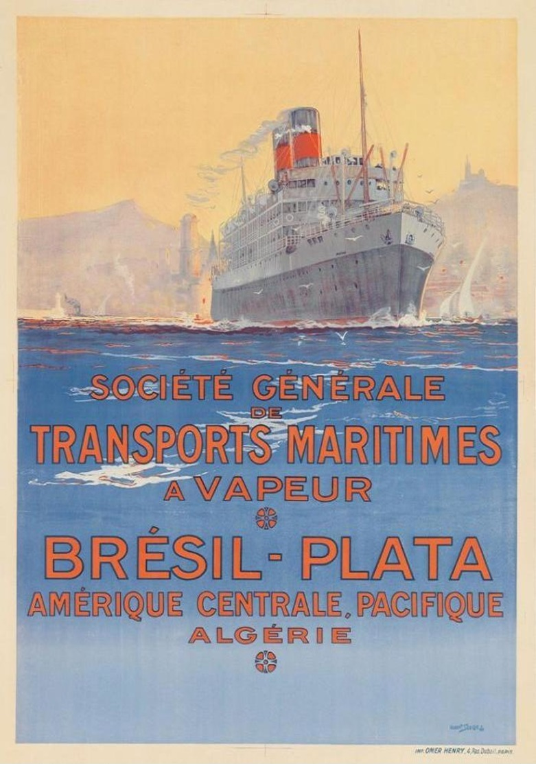 France Navigation Postcard S.G.T.M. Brésil-Plata 1921 - Reproduction - Werbepostkarten