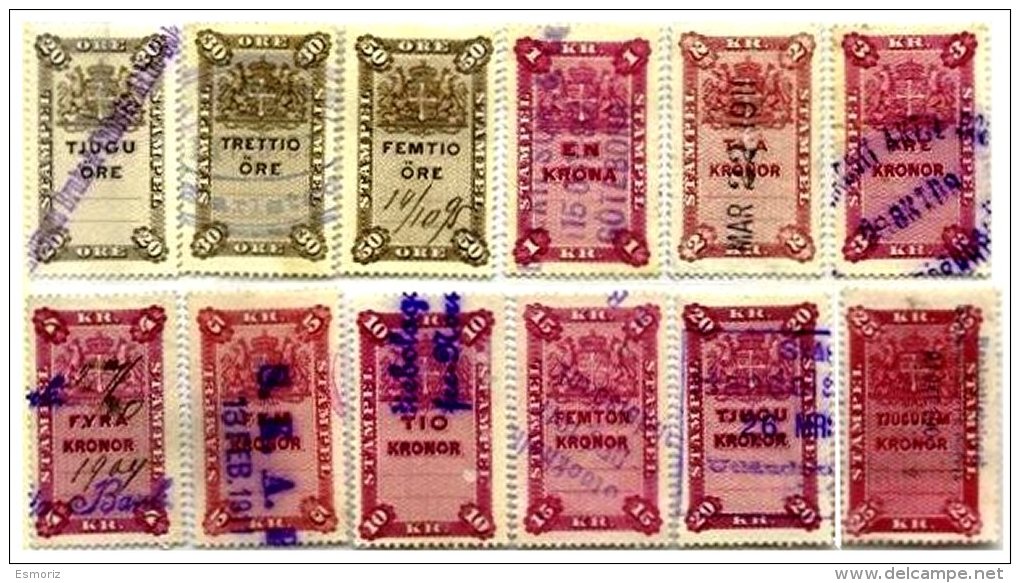 SWEDEN, Stamp Duty, Used, F/VF - Revenue Stamps