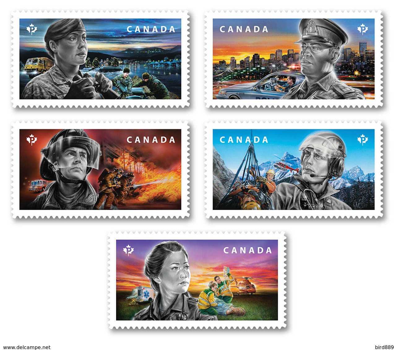 2018 Canada Emergency Responders Police Military Paramedics Firefighters Search And Rescue Stamps From Booklet MNH - Timbres Seuls
