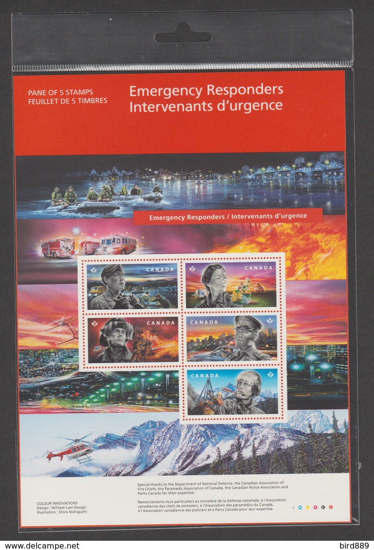 2018 Canada Emergency Responders Police Military Paramedics Firefighters Search And Rescue Full Sheet MNH - Unused Stamps