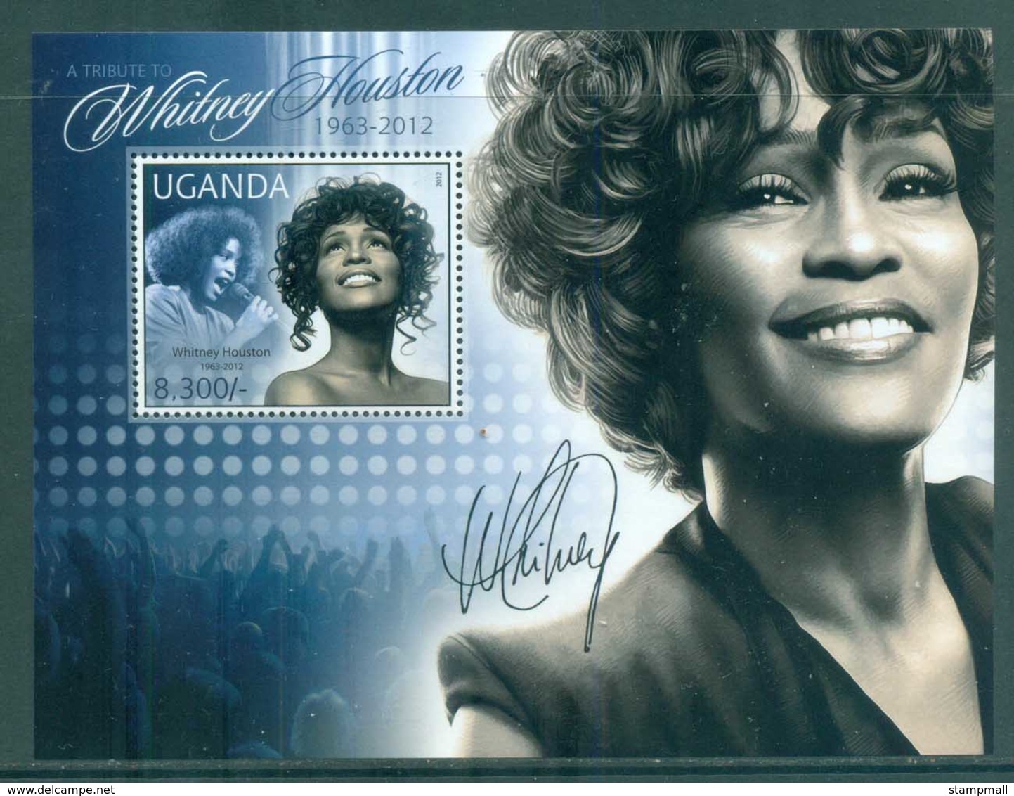 Uganda 2012 Famous People, Music, Female, Whitney Houston MS MUH UGN002 - Uganda (1962-...)