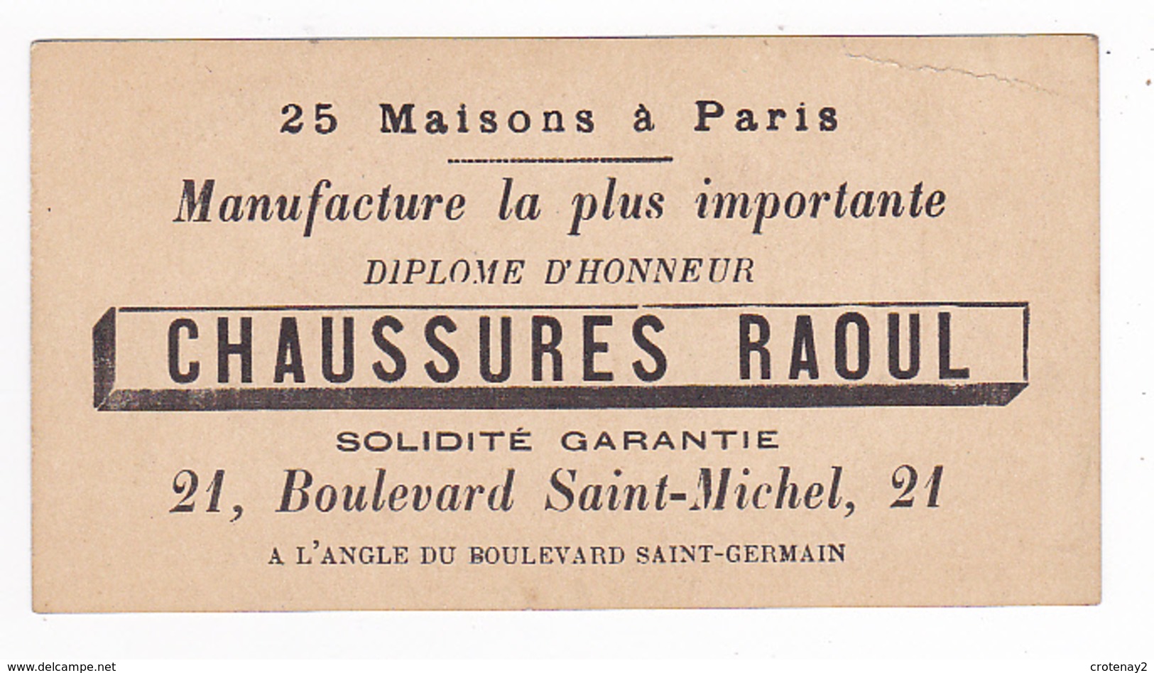 Chromo Des Chaussures Raoul VOIR DOS Bd St Michel Paris Le Puy De Dôme Spécialités Fromage Couteaux Compote - Other & Unclassified