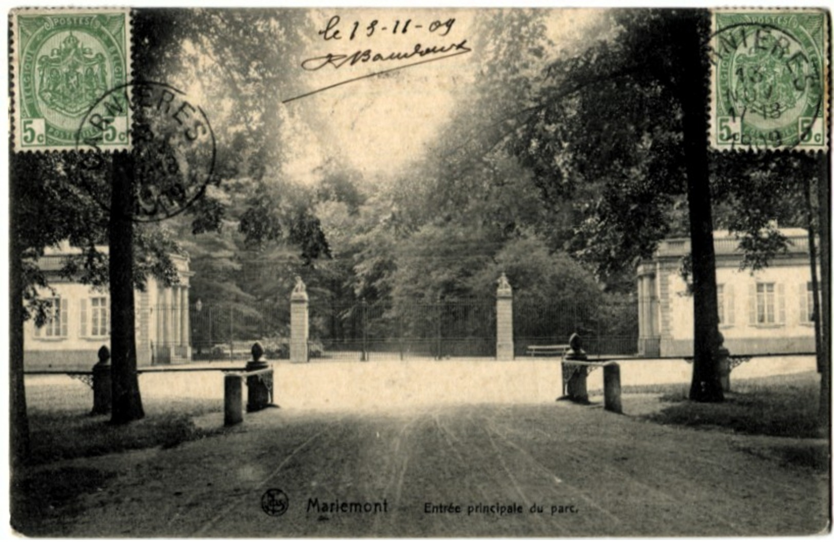 Belgique Morlanwelz Mariemont Entrée Principale Du Parc 1909 - Morlanwelz