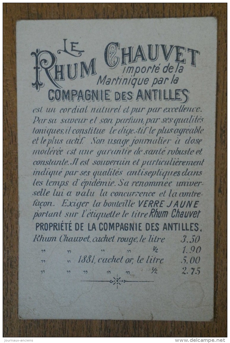 RHUM CHAUVET - COMPAGNIE DES ANTILLES - 10,5 X 7 Cm - Publicités