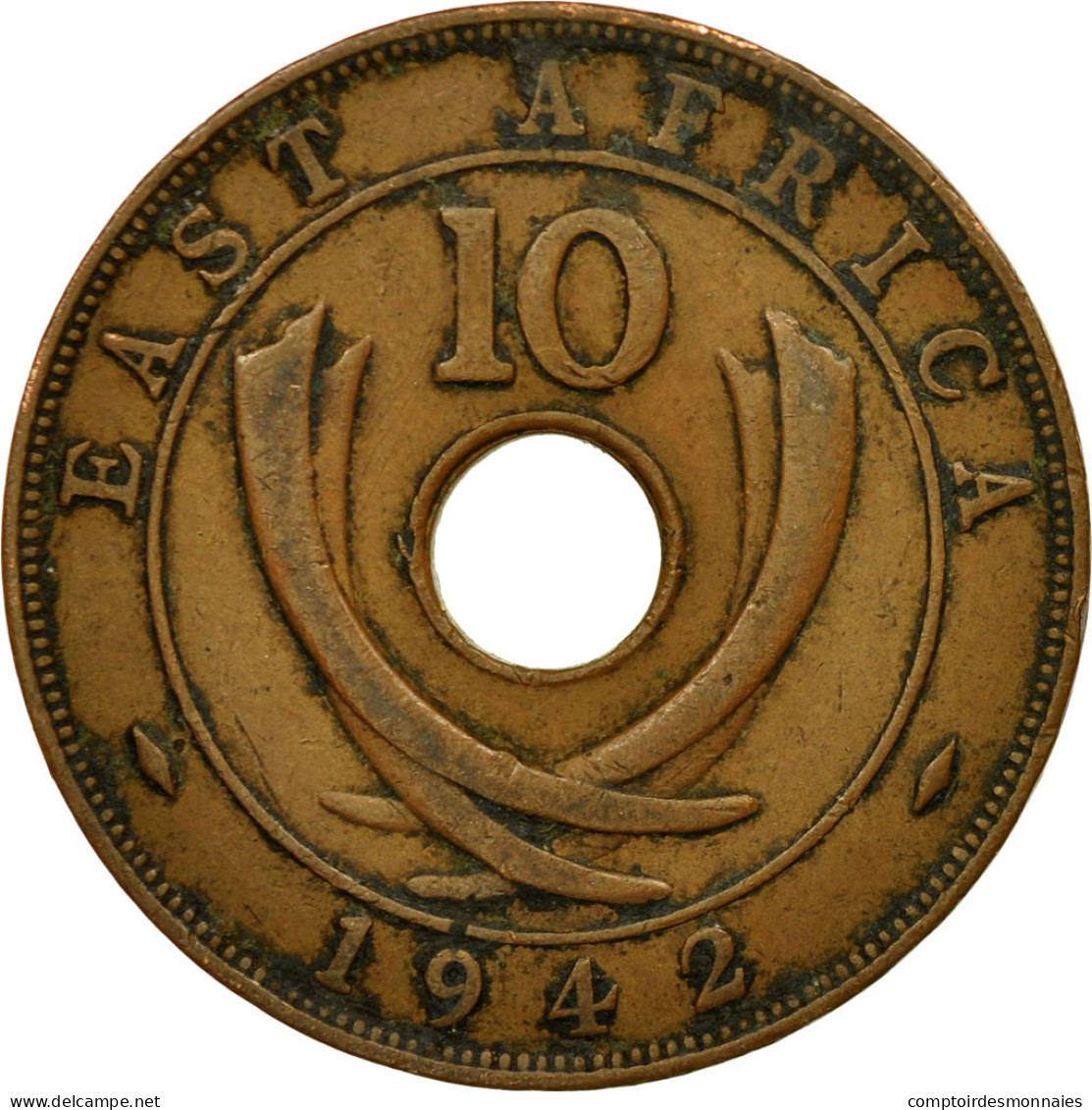 Monnaie, EAST AFRICA, George VI, 10 Cents, 1942, TB+, Bronze, KM:26.2 - British Colony