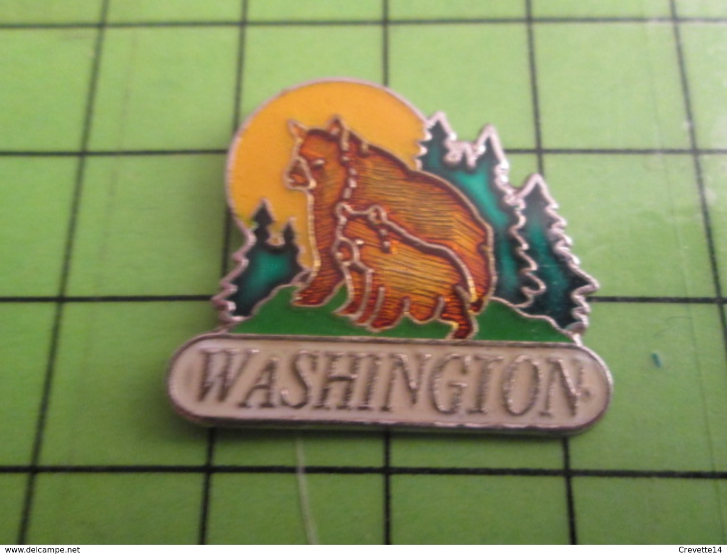 1018A Pin's Pins / Rare Et De Belle Qualité / THEME ANIMAUX : USA ETAT DE WASHINGTON OURSE ET OURSON - Animals