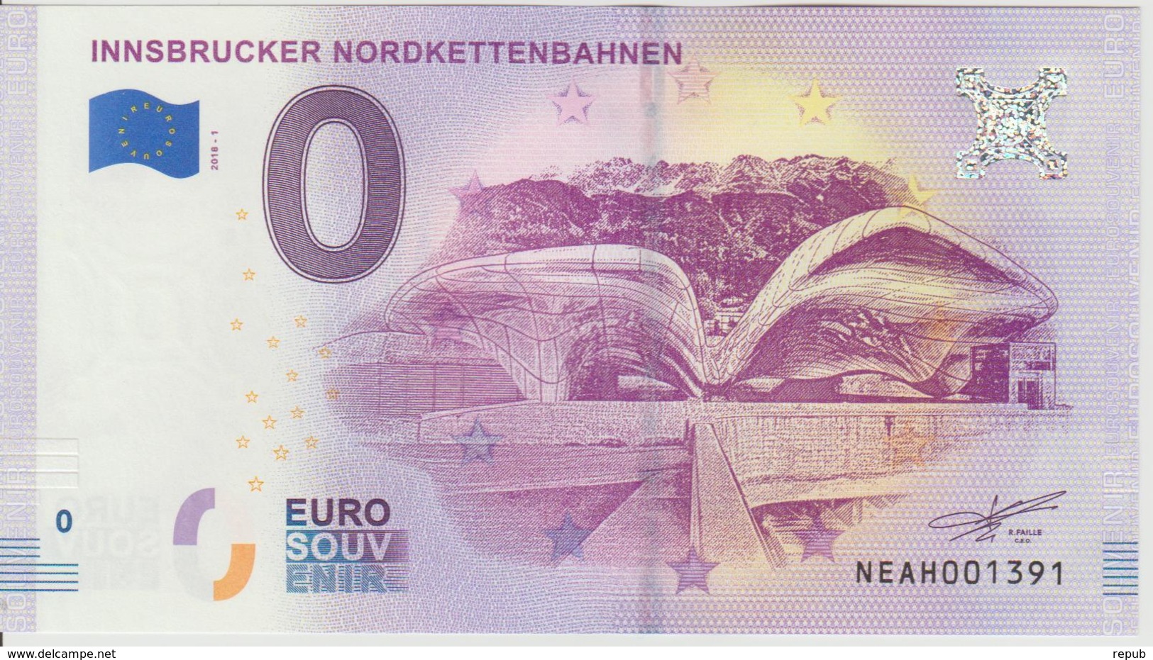 Billet Touristique 0 Euro Souvenir Autriche Innsbrucker Nordkettenbahnen 2018-1 N°NEAH001391 - Private Proofs / Unofficial