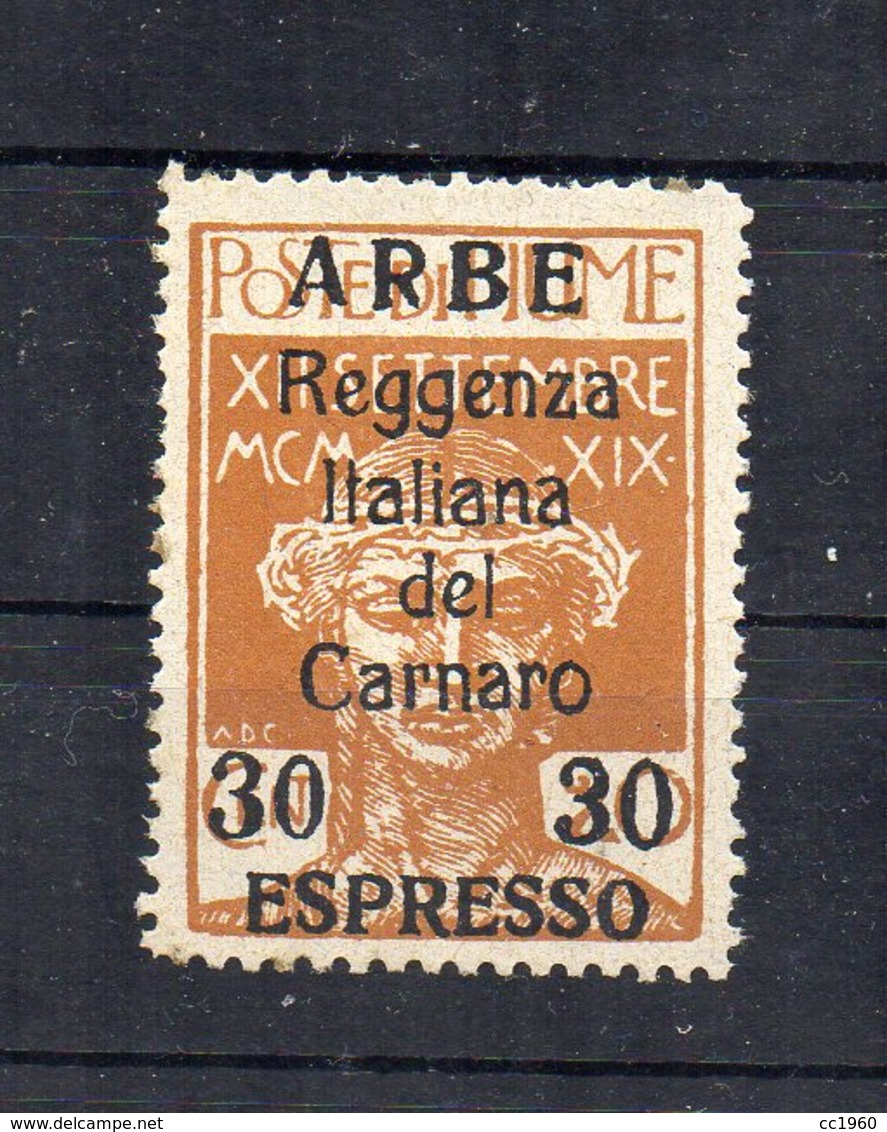 Italia - Regno - 1920 - FIUME - Espresso 30 Centesimi ARBE Reggenza Italiana Del Carnaro - Nuovo - (FDC11873) - Fiume