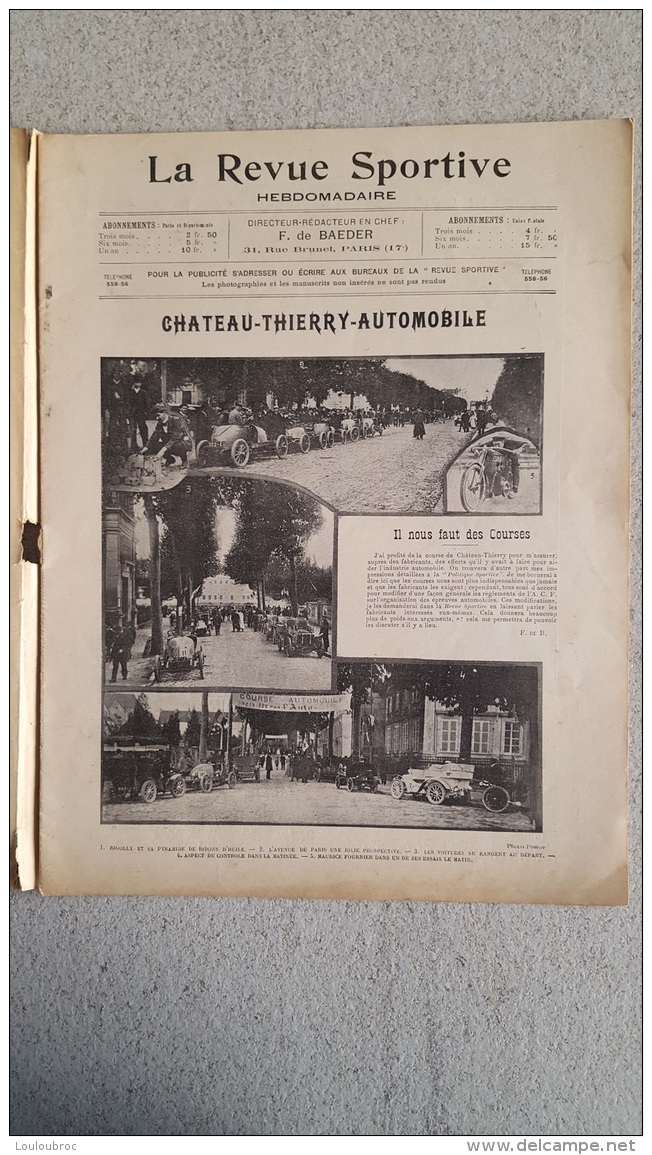 LA REVUE SPORTIVE OCTOBRE  1903 N° 30 CHATEAU THIERRY AUTOMOBILE . CYCLISME LES 100 MILES  LES 100 KILOS PARC DES PRINCE - Sport