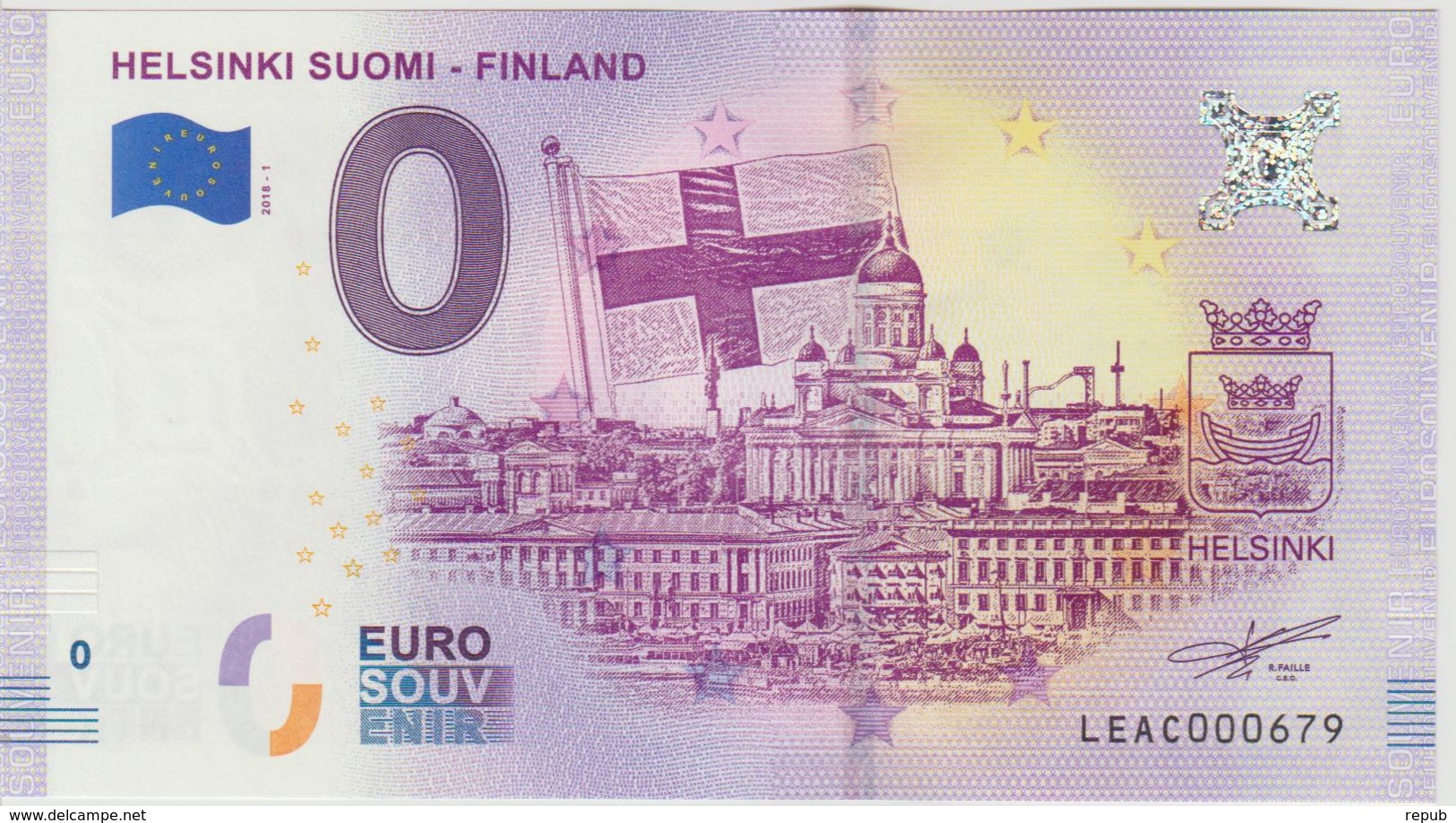 Billet Touristique 0 Euro Souvenir Finlande Helsinki Suomi Finland 2018-1 N°LEAC000679 - Prove Private