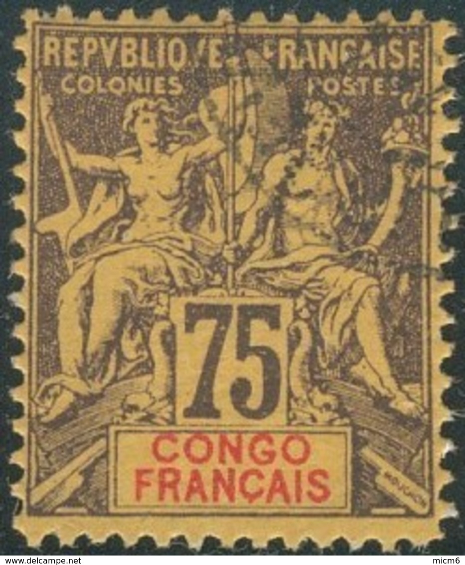 Congo Français 1892-1900 - N° 23 (YT) N° 23 (AM) Oblitéré. Vignette Fournier. - Oblitérés