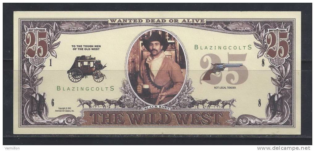 XX-/-143--  U.S.A  -  BILLET FAC-SIMILE Sur " THE WILD WEST - L'OUEST SAUVAGE   " , SUPERBE  * * , Liquidation - Other - America