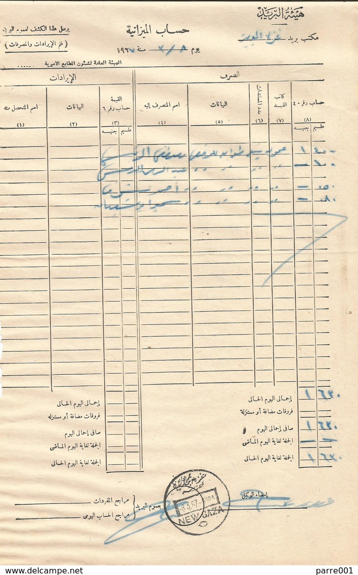 Egypt 1967 New Gaza Palestine Captured Postal Form By Israeli Army During Six Day War - Covers & Documents