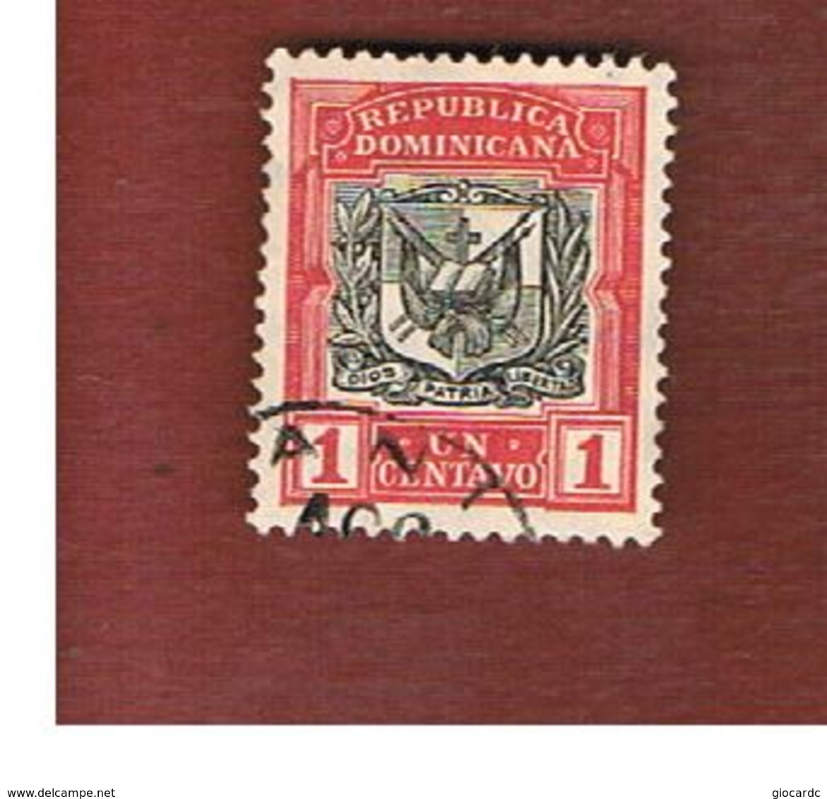 REPUBBLICA DOMENICANA (DOMINICAN REPUBLIC)  - SG 169  -  1907 COAT OF ARMS  - USED - Repubblica Domenicana