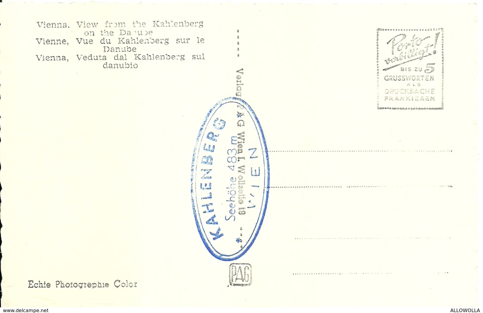 1060 "VIENNA - VEDUTA DAL KAHLENBERG SU DANUBIO " CART. OR.  NON SPED. - Belvédère