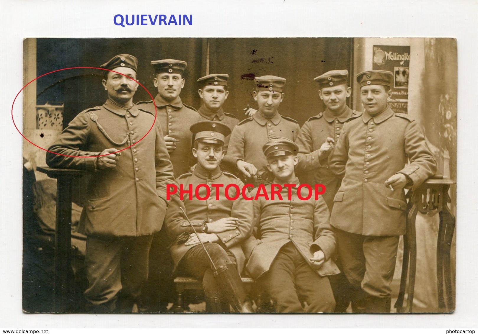 QUIEVRAIN-CARTE PHOTO Allemande-Guerre 14-18-1WK-BELGIEN-Feldpost-Cachet Ferroviaire-Bruxelles-Valenciennes- - Quiévrain