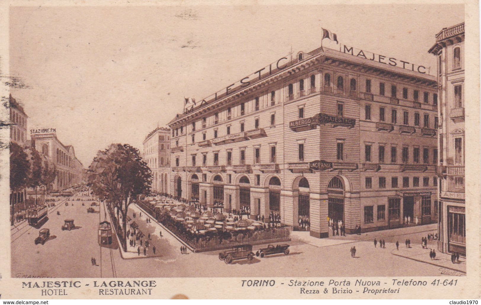 CARTOLINA - POSTCARD - TORINO - STAZIONE PORTA NUOVA -  HOTEL RESTAURANT - MAJESTIC - LAGRENGE - Bar, Alberghi & Ristoranti