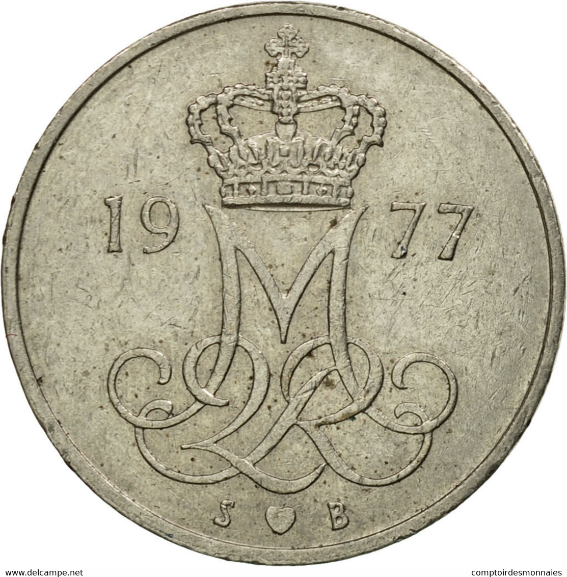 Monnaie, Danemark, Margrethe II, 10 Öre, 1977, Copenhagen, TTB, Copper-nickel - Suède