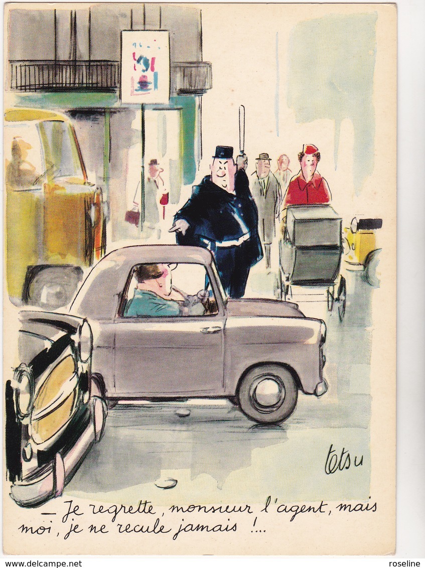 TETSU  Ed Yvon N°45 - Humour Voiture Gendarme Agent Circulation - CPSM 10.5x15 BE 1967 Neuve - Sonstige & Ohne Zuordnung