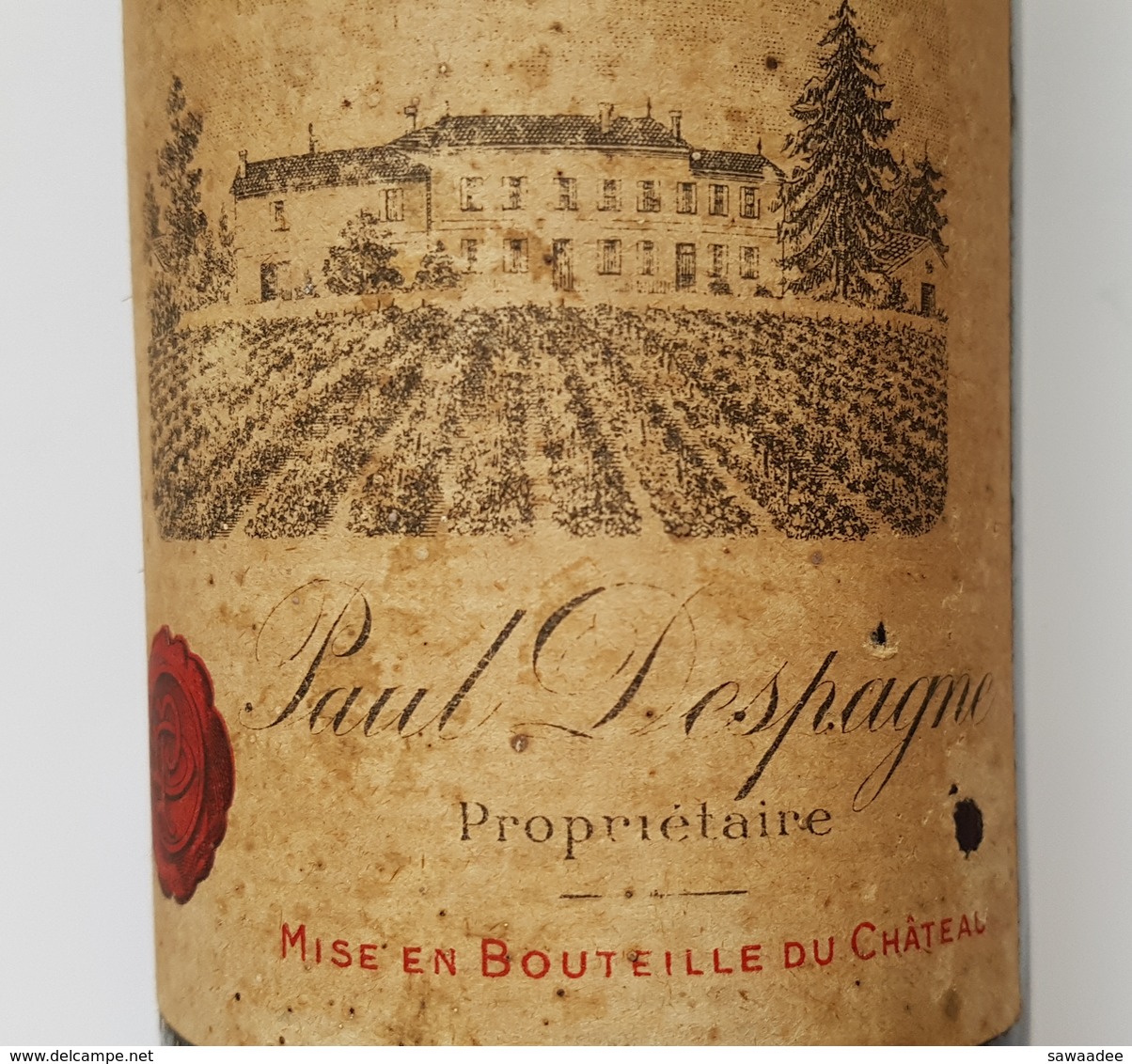 BOUTEILLE DE VIN - ST EMILION - CHATEAU GRAND CORBIN DESPAGNE - PAUL DESPAGNE - 1947 - HAUTEUR HAUT DU COL - Vin