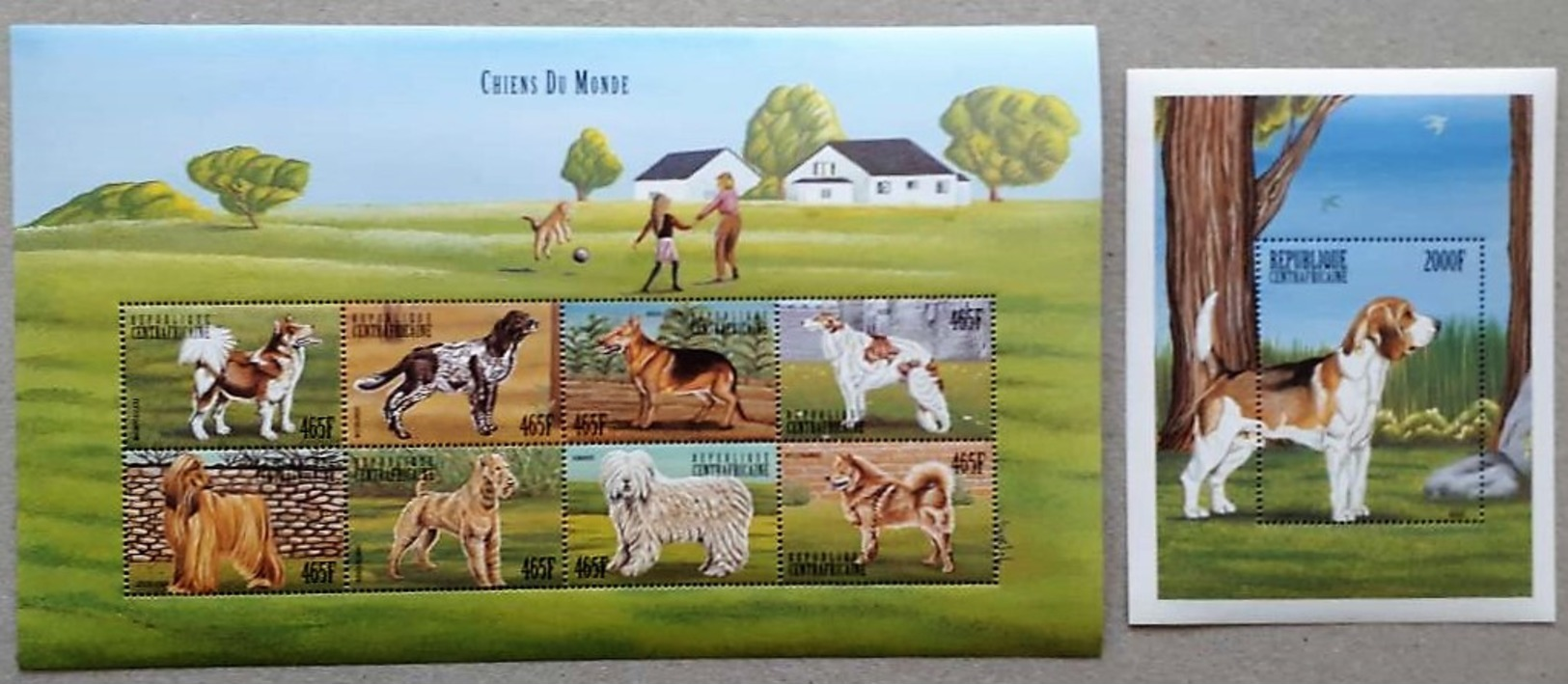 Central Africa 1999** Klb.2318-25 + Bl.628 (Dogs Of The World) MNH [8;51] - Chiens