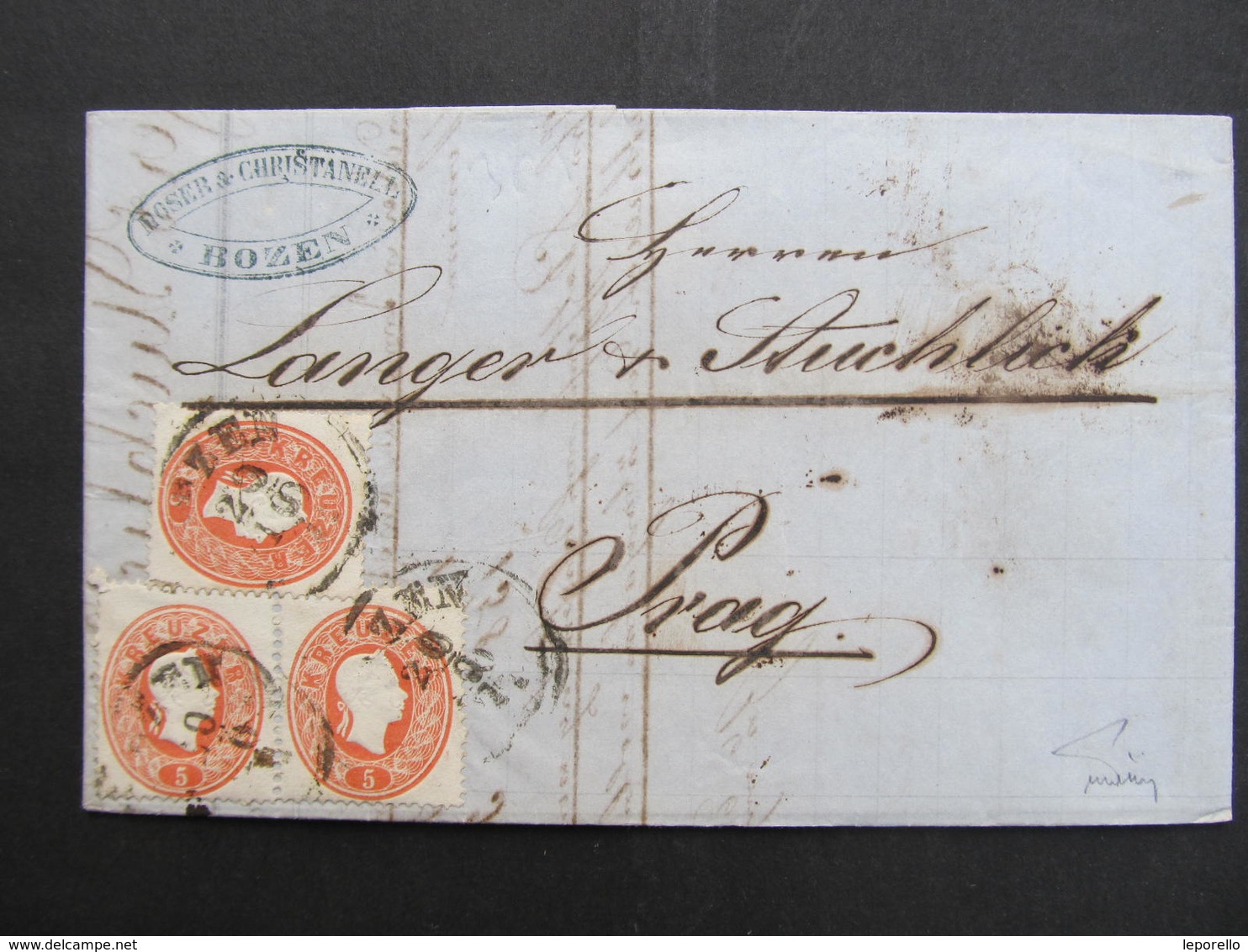 BRIEF Bozen - Prag 1861 Firma Moser + Christanell /// D*34076 - Briefe U. Dokumente