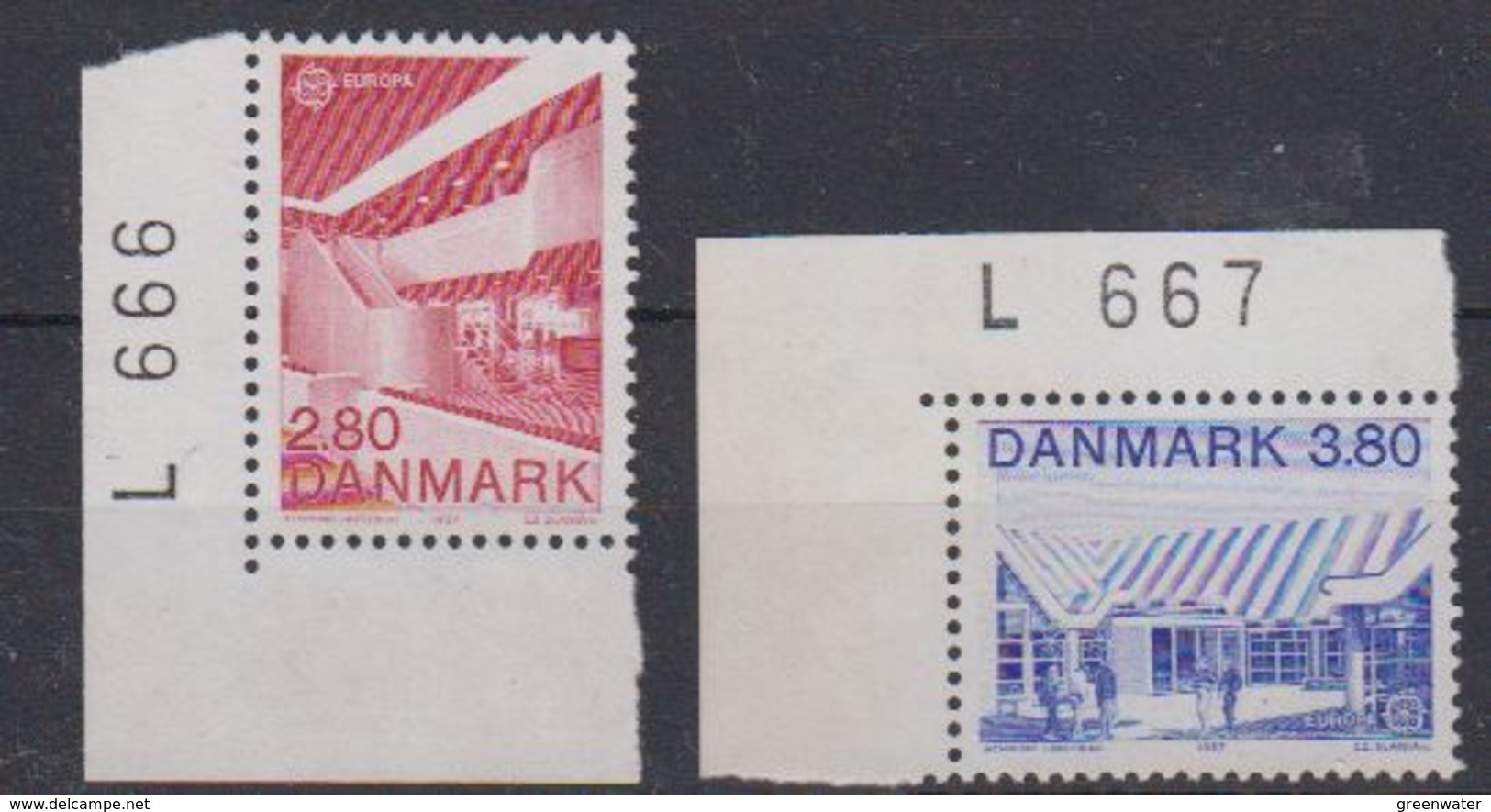 Europa Cept 1987 Denmark 2v (corner, Issue Number) ** Mnh (40581) - 1987