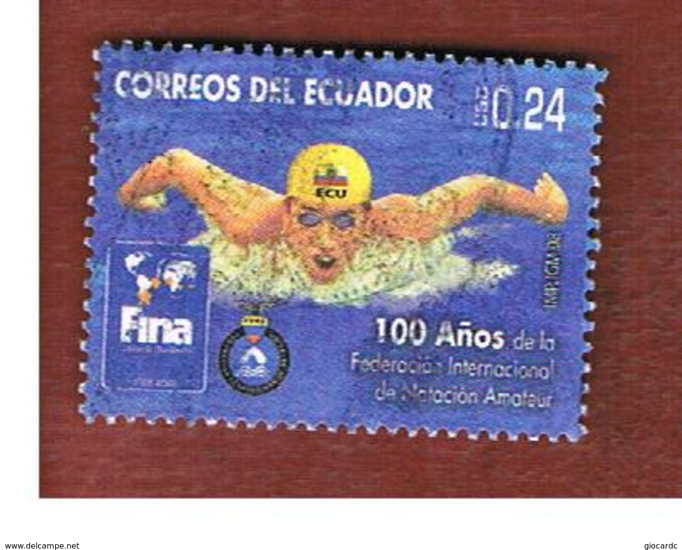 ECUADOR  -   MI 3103  -    2008  FINA CENTENARY: SWIMMER            - USED - Ecuador