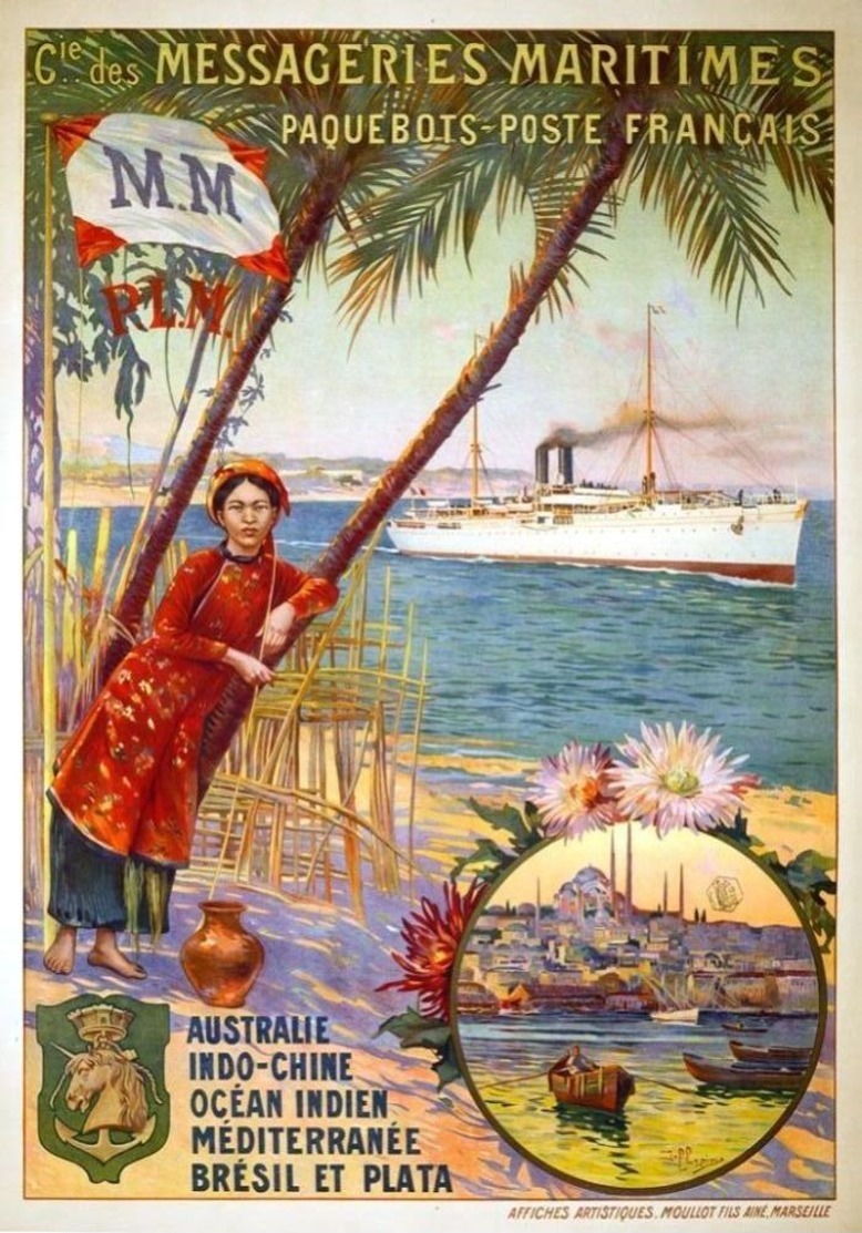 France Navigation Postcard Messageries Maritimes Australie Indo-China Brésil Et Plata 1910 - Reproduction - Advertising