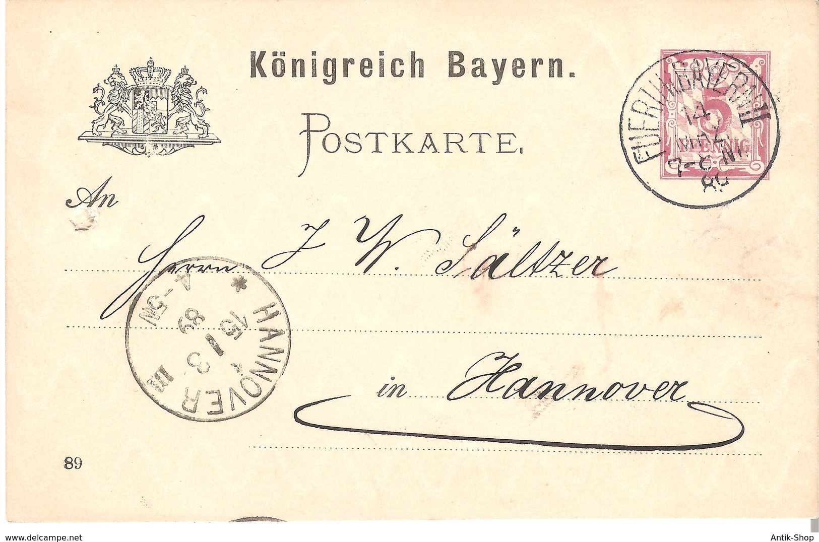 Postkarte Aus Fürth V. 1889  (AK-B1) - Fuerth