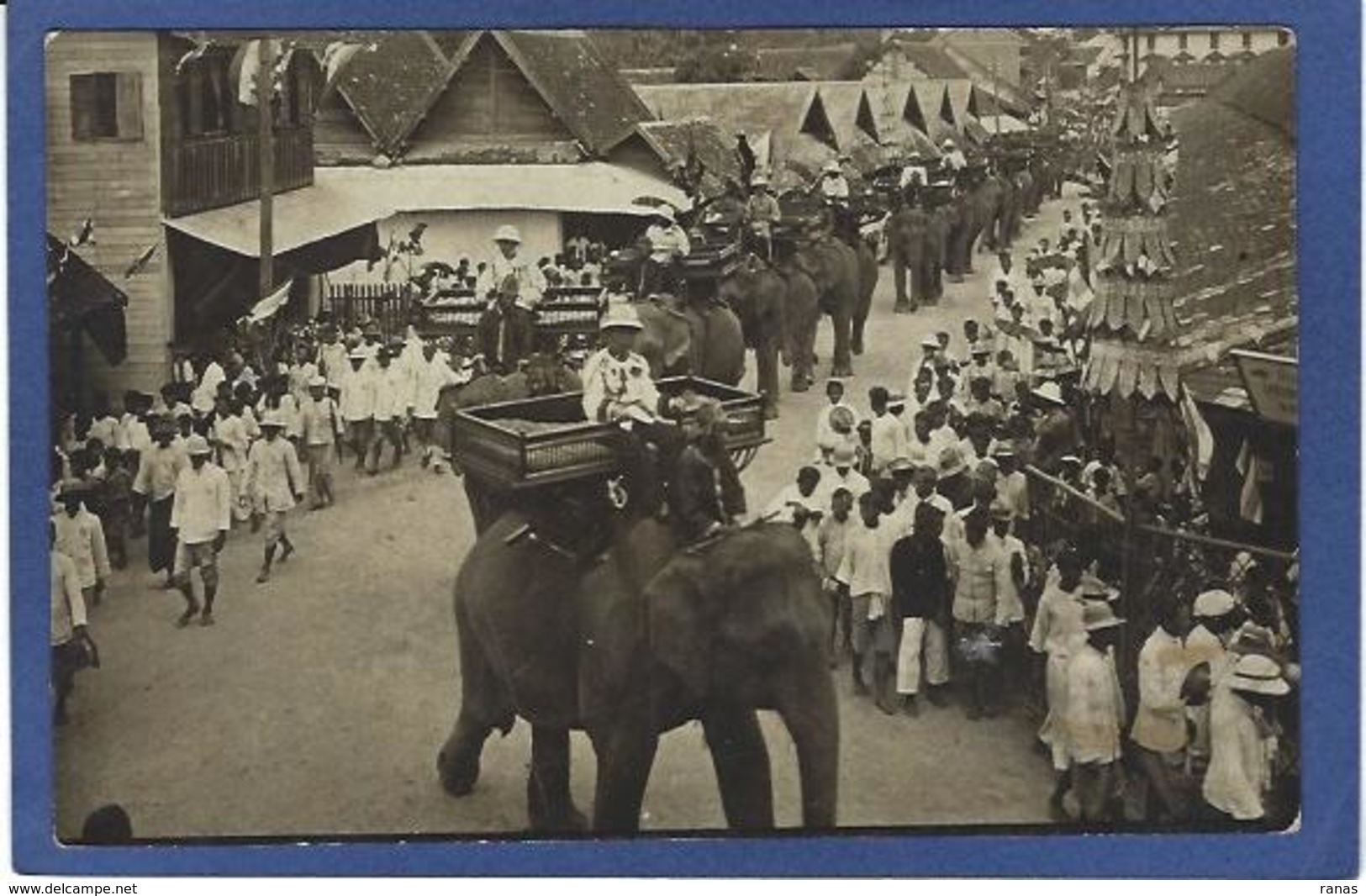 CPA SIAM Thaïlande Bangkok écrite Carte Photo RPPC éléphant RAMA VII - Thaïlande