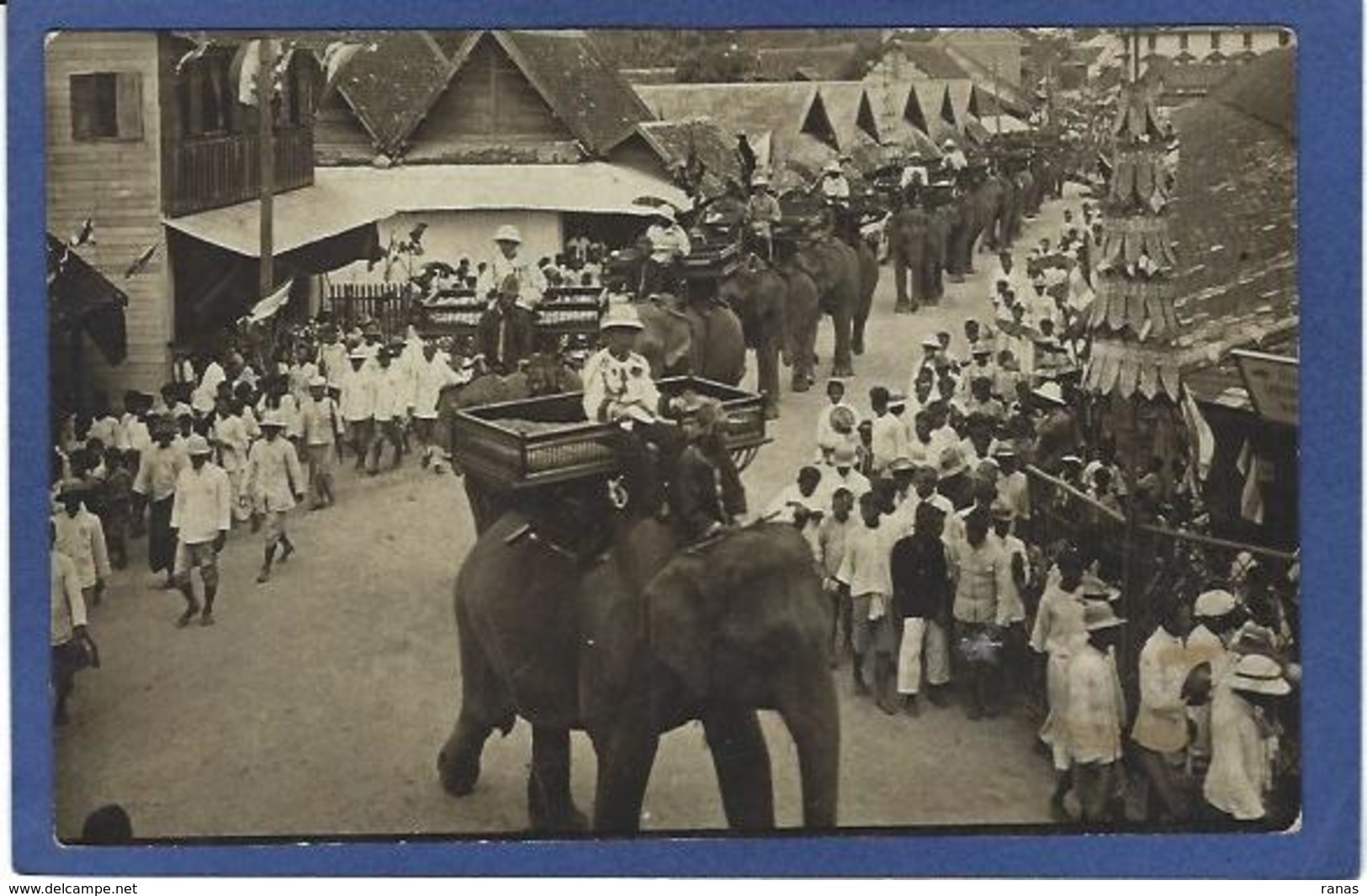 CPA SIAM Thaïlande Bangkok écrite Carte Photo RPPC éléphant RAMA VII - Thailand