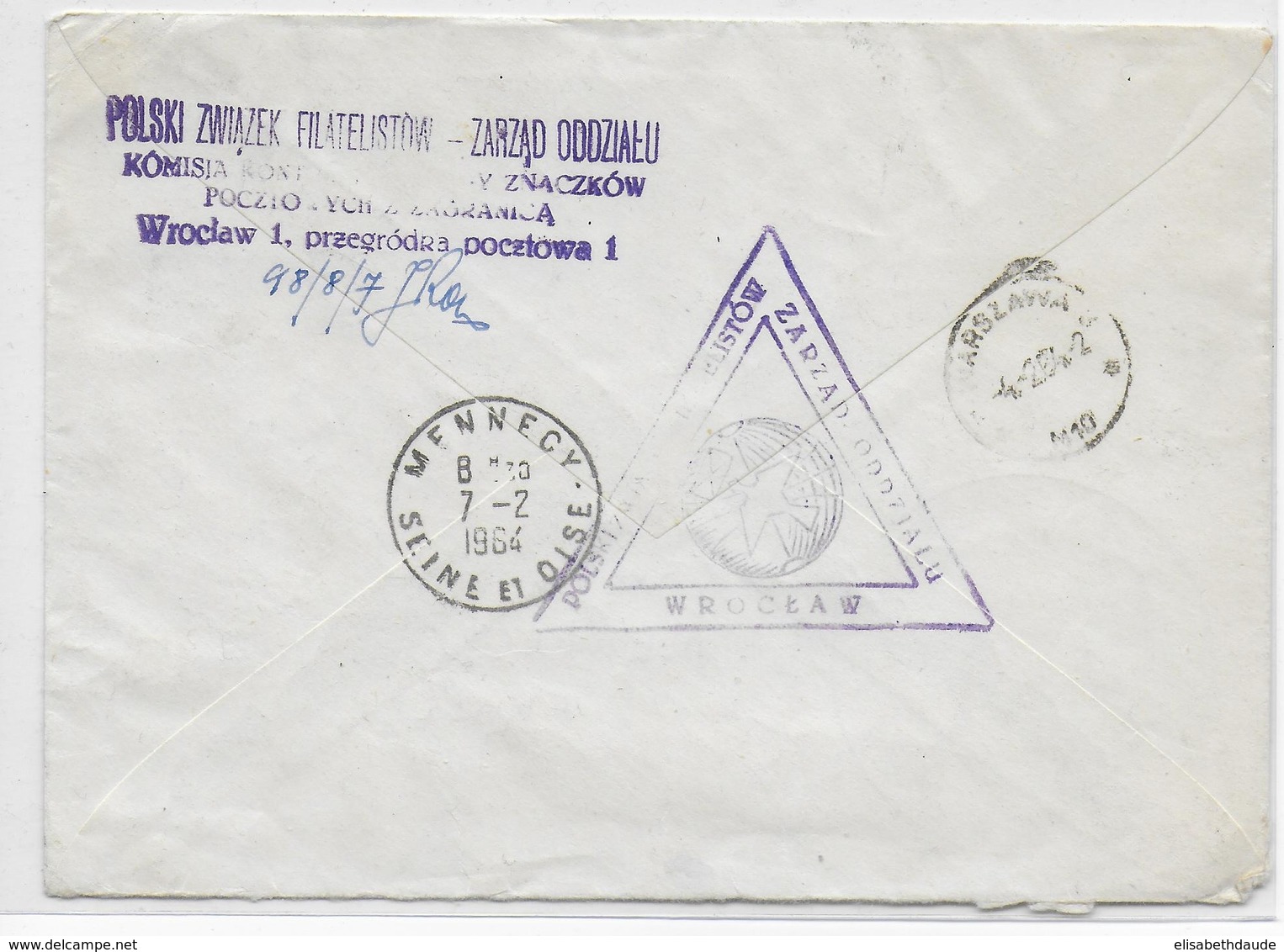 POLOGNE - 1963 - OBLITERATION ILLUSTREE (SONDERSTEMPEL) COSMOS - ENVELOPPE RECOMMANDEE De WROCLAW => FRANCE - Maschinenstempel (EMA)