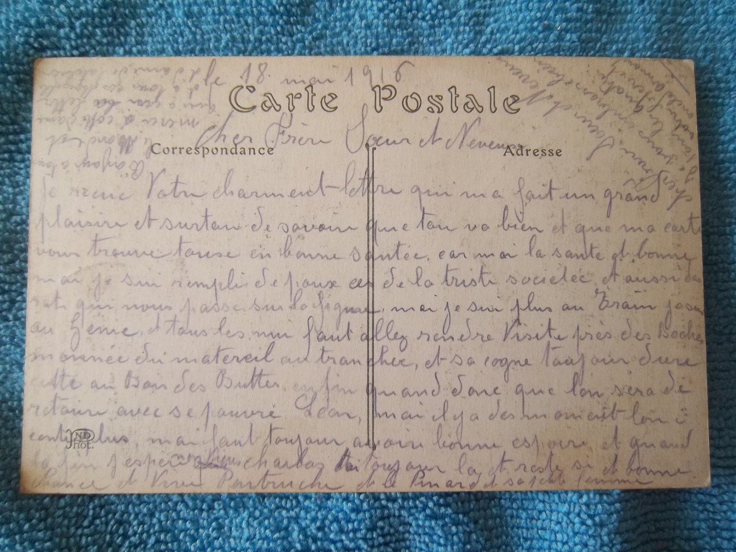 Carte Postale Du Front écrite En 1916 " Bien Lire Le Texte ! - 1914-18