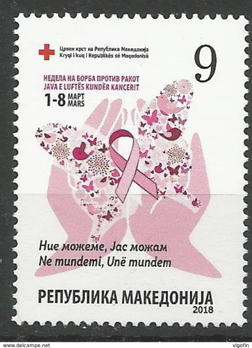 MK 2018-ZZ179 RED CROSS AGAINST CANCRO, MACEDONIA, 1 X 1v, MNH - Macédoine Du Nord