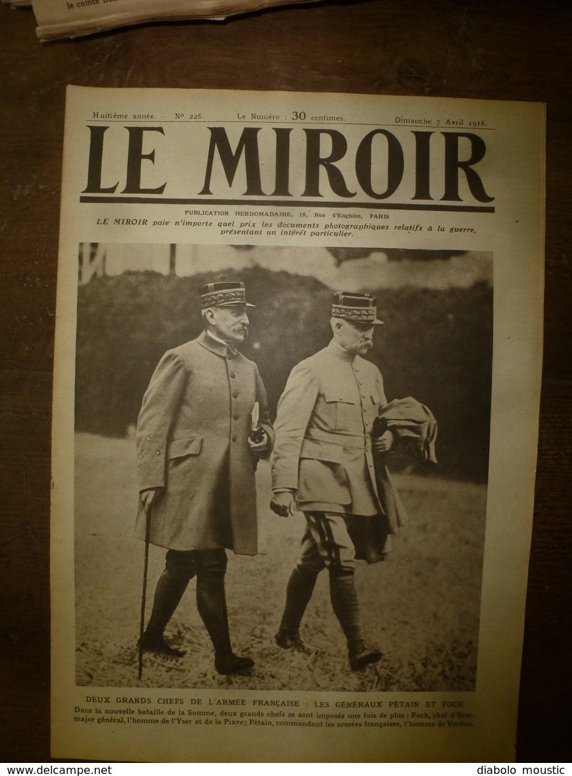 1918 LE MIROIR:Anglais,Ansacs,Canadiens Au Front De La Somme;Exode;Révolution URSS;Chinois à Kharbine;Chemin Des D.; Etc - Français