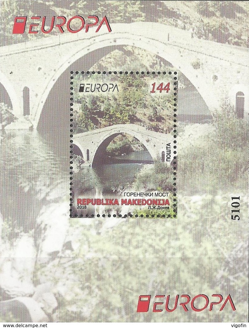 MK 2018-839 EUROPA CEPT, NORD MACEDONIA, S/S, MNH - Macédoine Du Nord