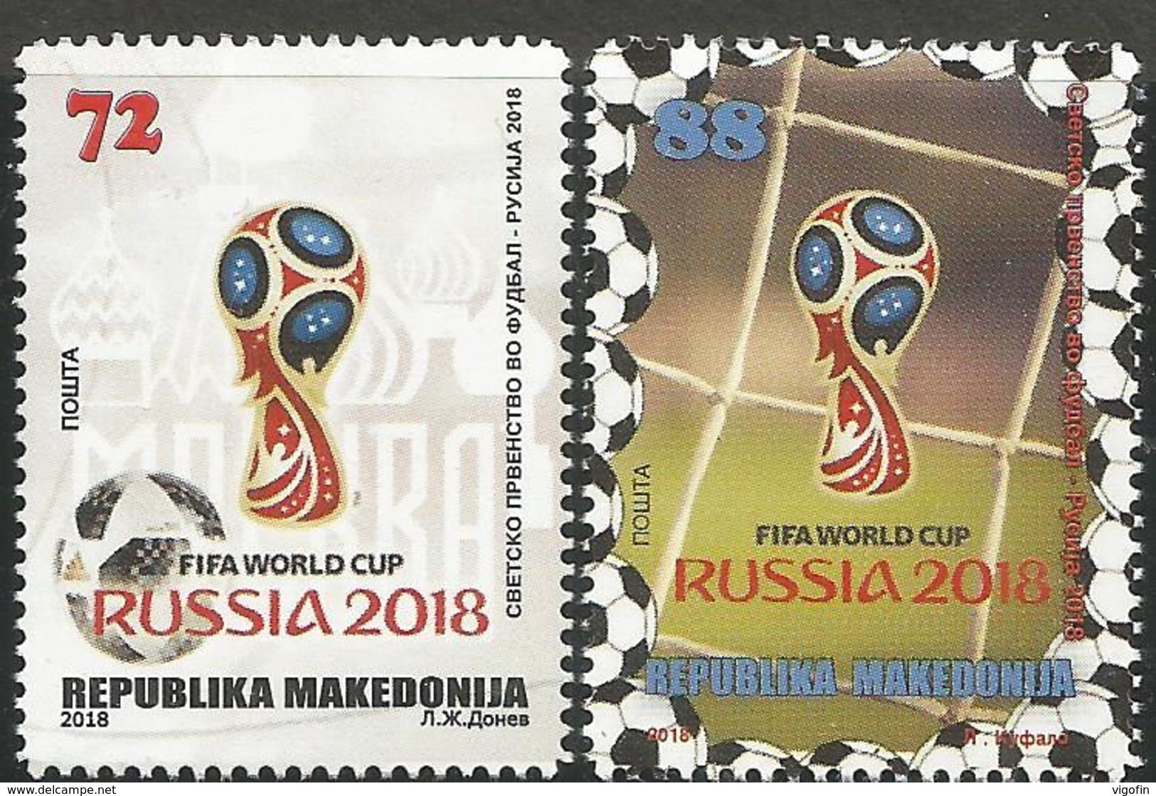 MK 2018-845-6 FIFA CUP RUSSIA-2018, NORD MACEDONIA, 1 X 2v, MNH - Macédoine Du Nord