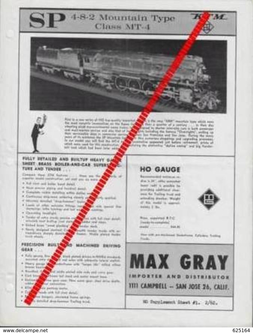 Catalogue MAX GRAY 1962 Feb Supplement Sheet KTM HO SP 4-8-2 MOUNTAIN MT-4 - Customer Service Bulletin - Engels