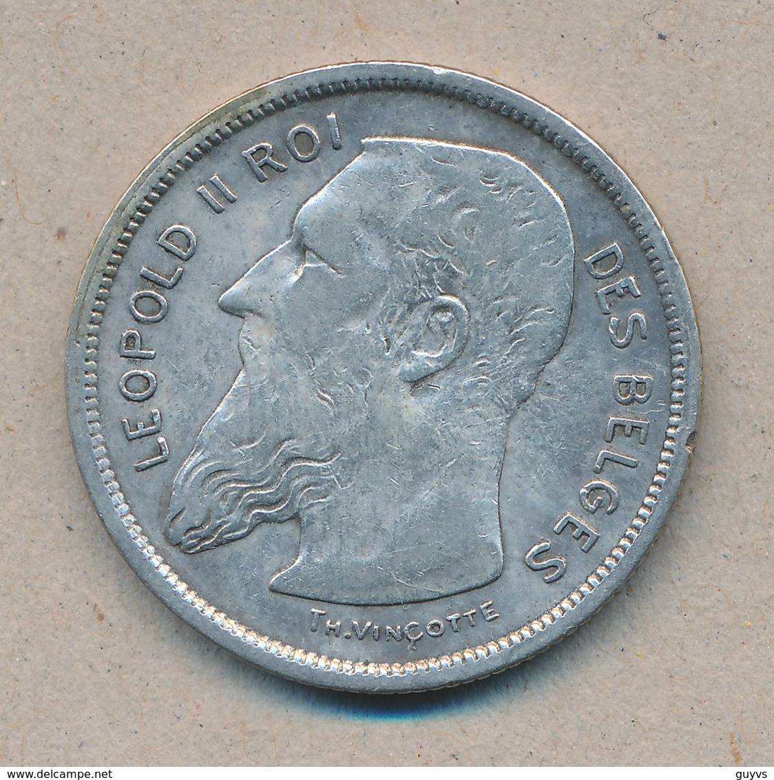 België/Belgique 2 Fr Leopold II 1909 Fr Morin 196 (119149) - 2 Francs