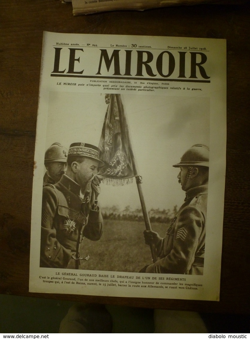 1918 LE MIROIR :Lacher De Pigeons-de-guerre;Labo Armée Belge;Nos Zouaves;Les AMEX;Les Sculptures De Crépy-en-Valois;etc - French