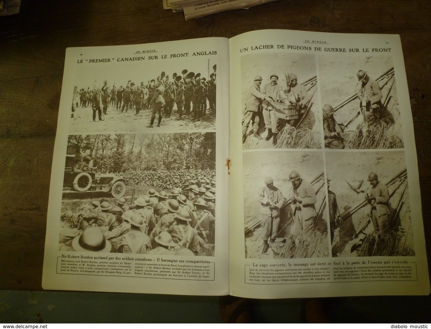 1918 LE MIROIR :Lacher de pigeons-de-guerre;Labo armée belge;Nos Zouaves;Les AMEX;Les sculptures de Crépy-en-Valois;etc