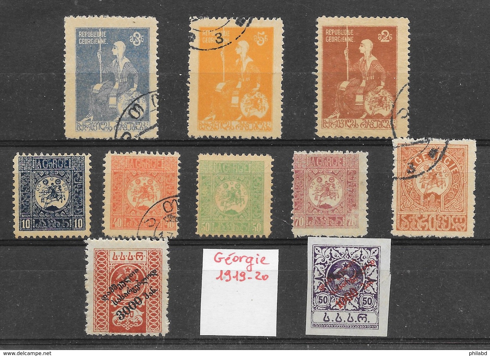 Géorgie N°4, 5, 6, 8, 9, 16 à 18, 45, 46 (10 Tp) 1919-22 *, (*) & O - Géorgie