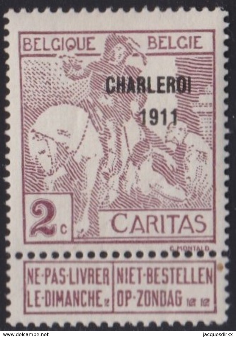 Belgie  .   OBP   .  102      .   *   .   Ongebruikt Met  Charnier .   /    .  Neuf  Avec  Charniere - 1910-1911 Caritas